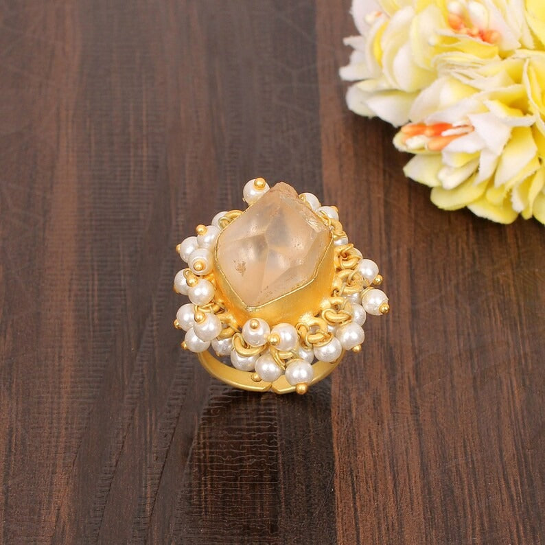 Sparkling Citrine Beaded Ring