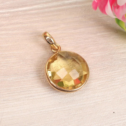 November Birthstone Citrine Gemstone 925 Sterling Silver Pendant