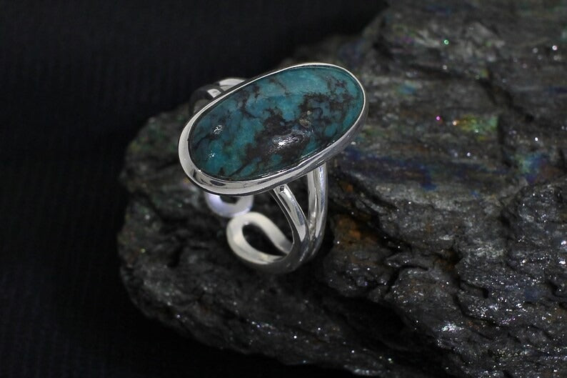 Natural Turquoise Gemstone Handmade Sterling Silver Ring