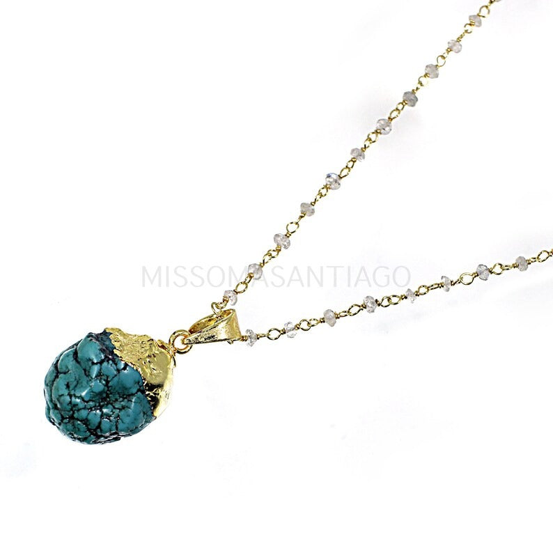 Turquoise & Labradorite Pendant Necklace