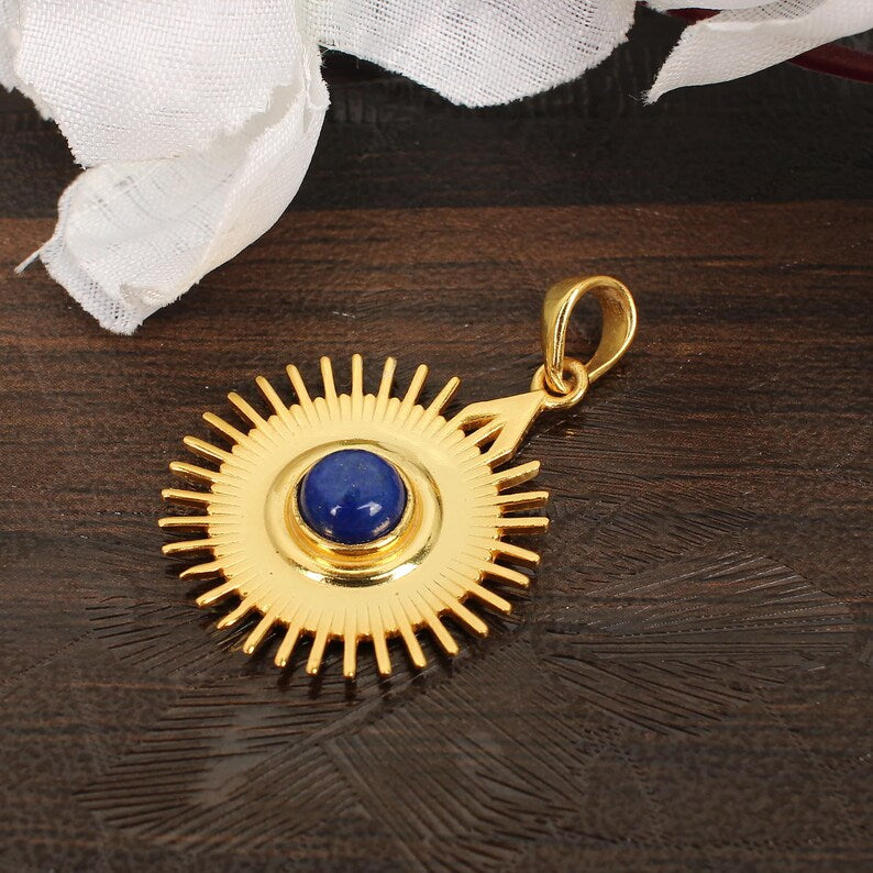 Gold Plated Designer Lapis Lazuli Chakra Pendant