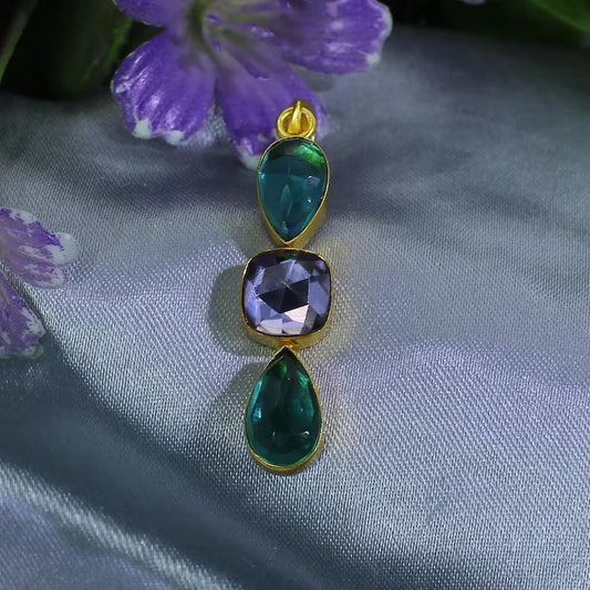 Gold Plated Apatite Gemstone Pendant For Necklace