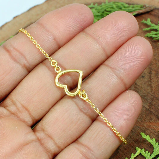 Heart Gold Plated Brass Bracelet