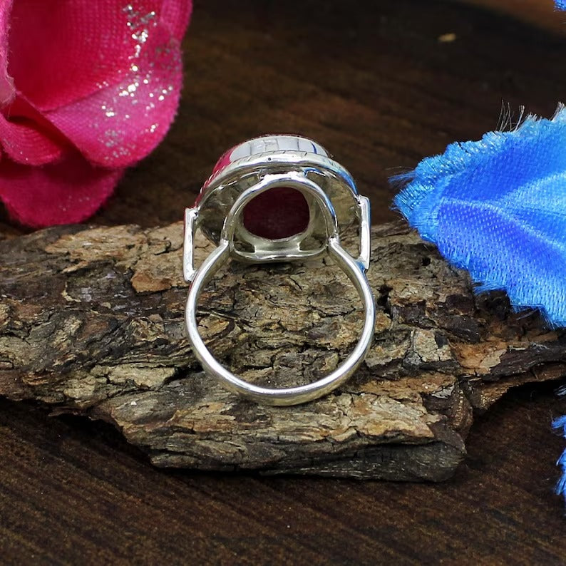 Natural Indian Ruby 92.5 Sterling Silver Ring