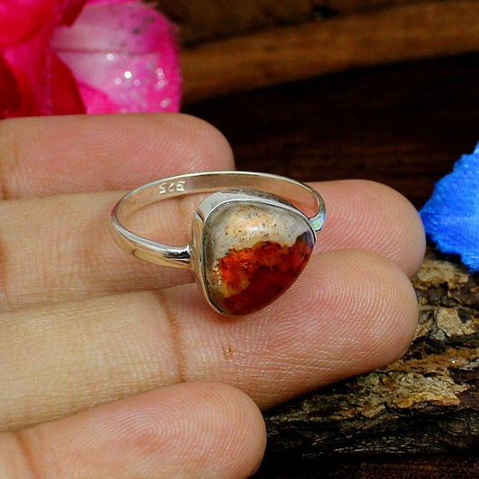 Mexican Fire Opal Gemstone 92.5 Sterling Silver Ring