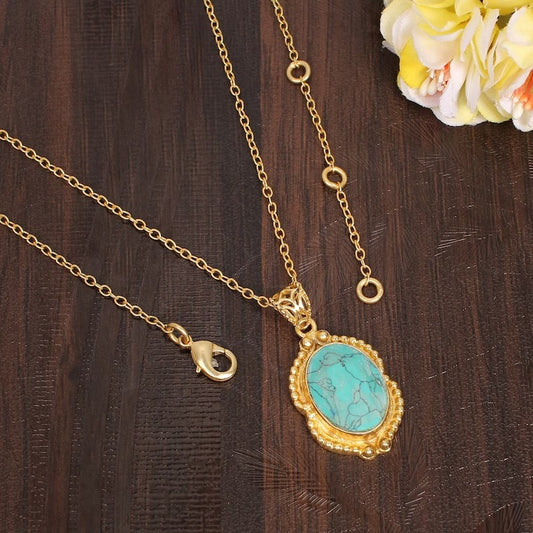 Elegant Turquiose Gold Plated Jewelry Necklace