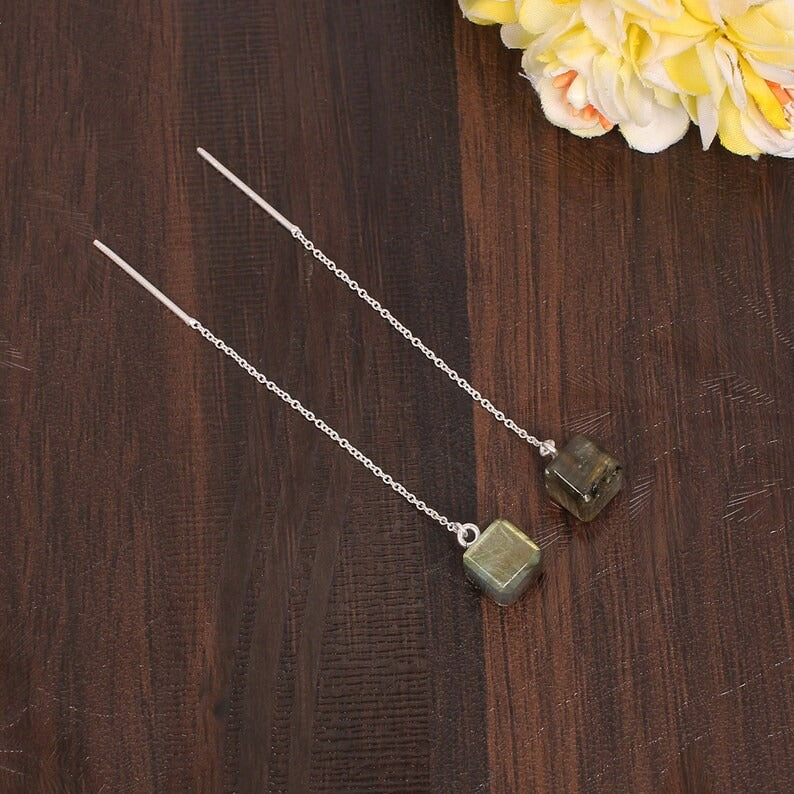 Labradorite Long Chain Earring