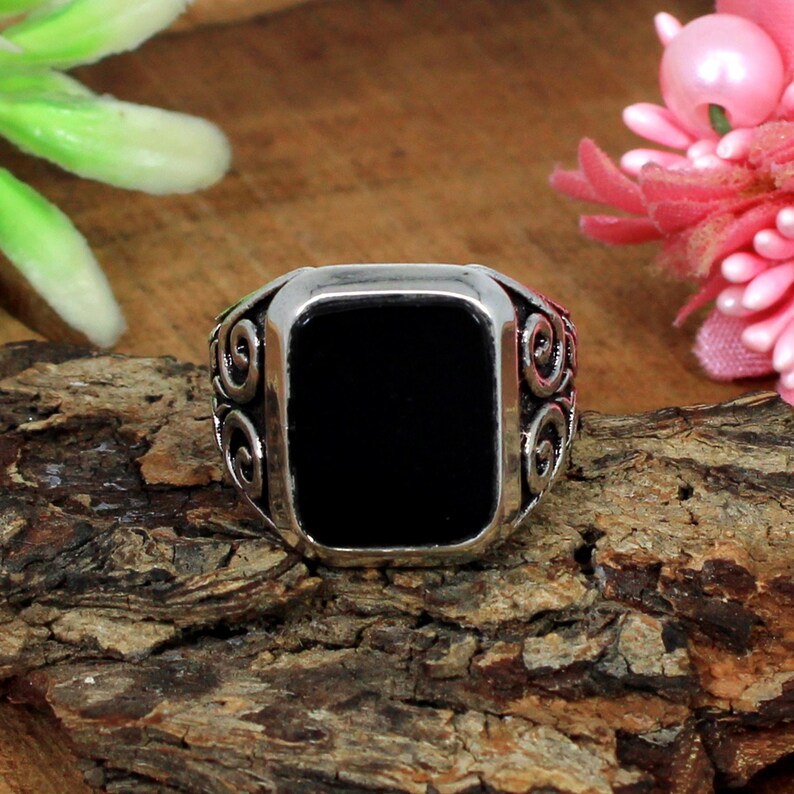 Black Onyx Gemstone 92.5 Sterling Silver Ring