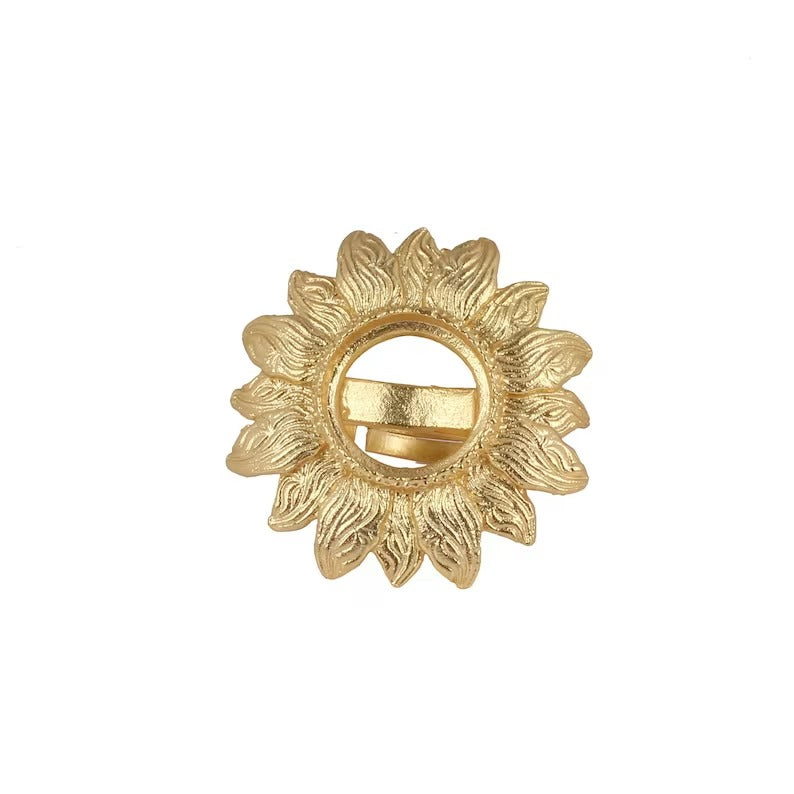 14 MM Round Stone Collet Gold Plated Adjustable Ring