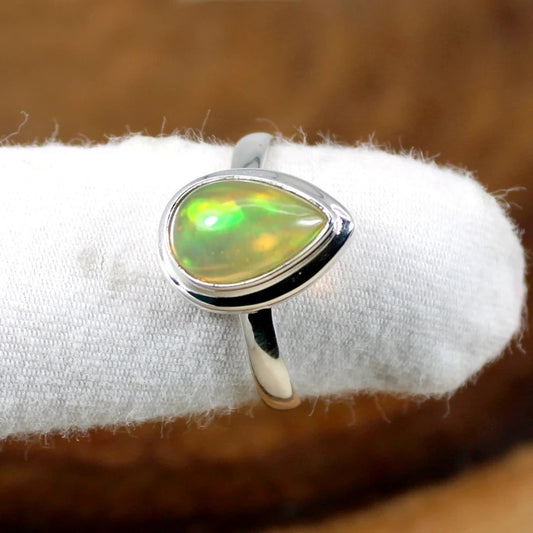 Natural Ethiopian Opal 92.5 Sterling Silver Ring