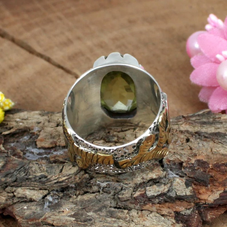 Lemon Quartz Gemstone 92.5 Sterling Silver Ring