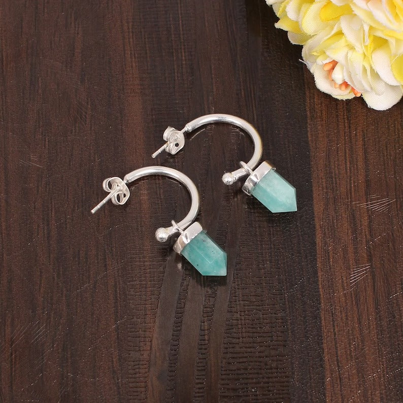 Amazonite Brass Earrings