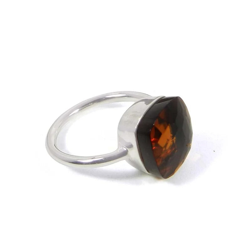 Dark Citrine Hydro Sterling Silver Ring