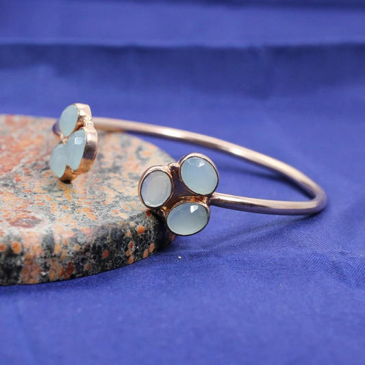 Aqua Chalcedony Handmade Bangle Bracelet