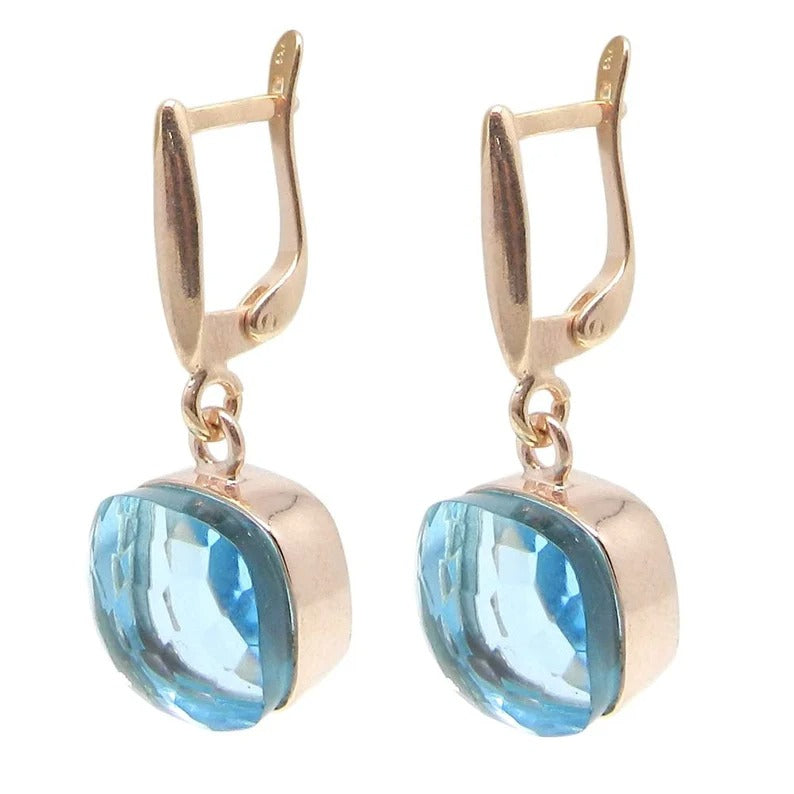 Exquisite Sky Blue Topaz Hydro Gemstone Sterling Silver Earrings